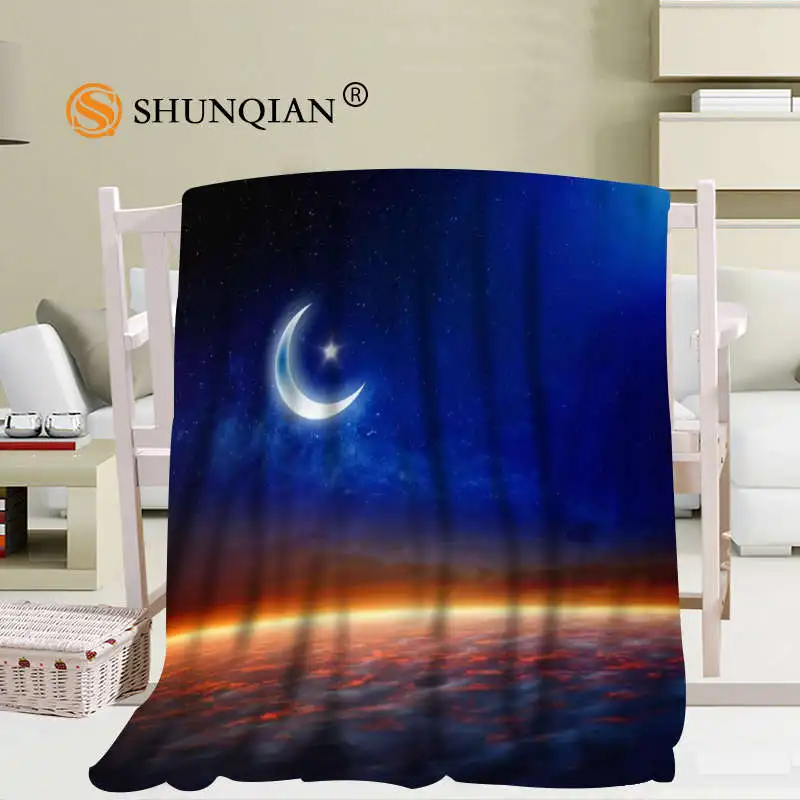 Custom Moon and Night Blanket Soft DIY Picture Decoration Bedroom Size 56x80Inch,50X60Inch,40X50Inch A7.10 - Цвет: 3