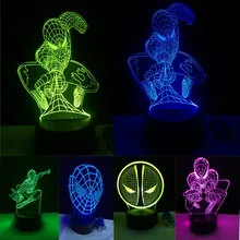 5 Different Superhero Man Figure Spiderman 3D Lamp 7 Color Led Gradient Night Light Kids Lampara Sleeping Creative Festival Gift