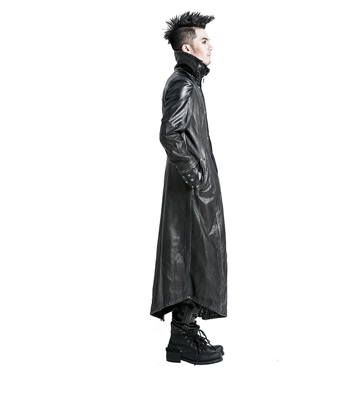 Мужское пальто в стиле стимпанк, длинный Тренч, панк, готика, ветровка, черная, осень, зима, негабаритный, Ретро стиль, убийца, теплая куртка, пальто