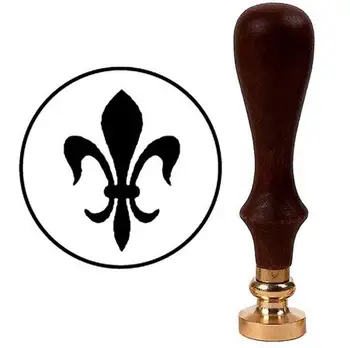

Wax Seal Stamp with Brown Wood Handle & Round Brass die - Fleur de Lys