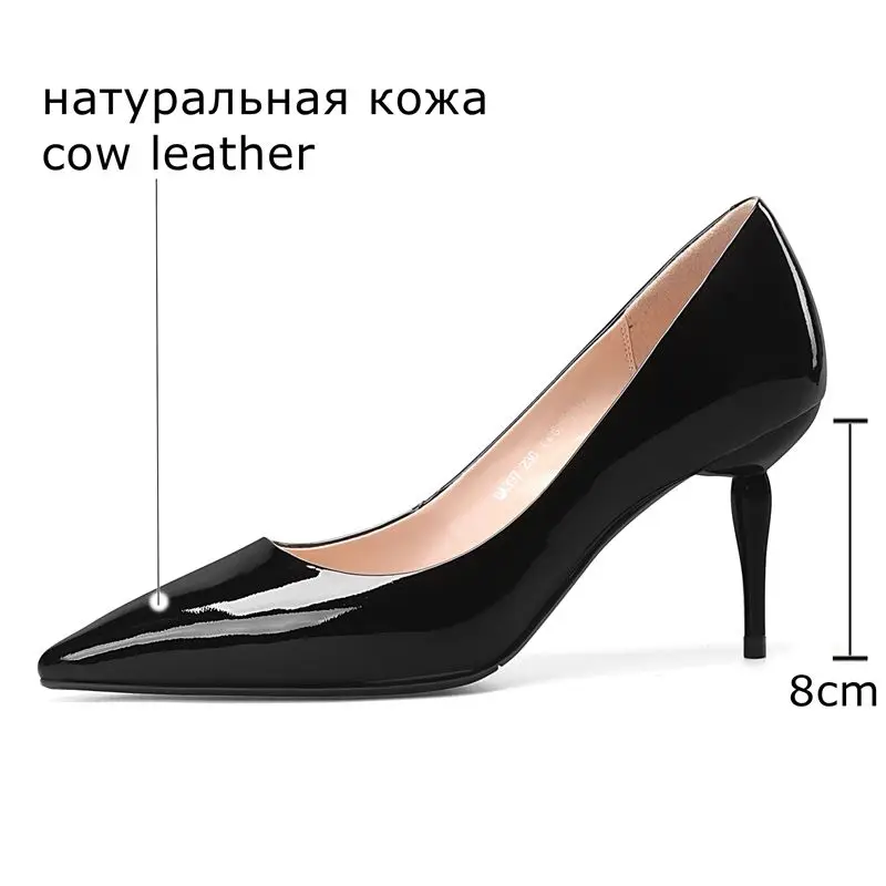 ALLBITEFO brand genuine leather super high heel shoes new pointed toe women heels spring autumn comfortable shallow woman shoes