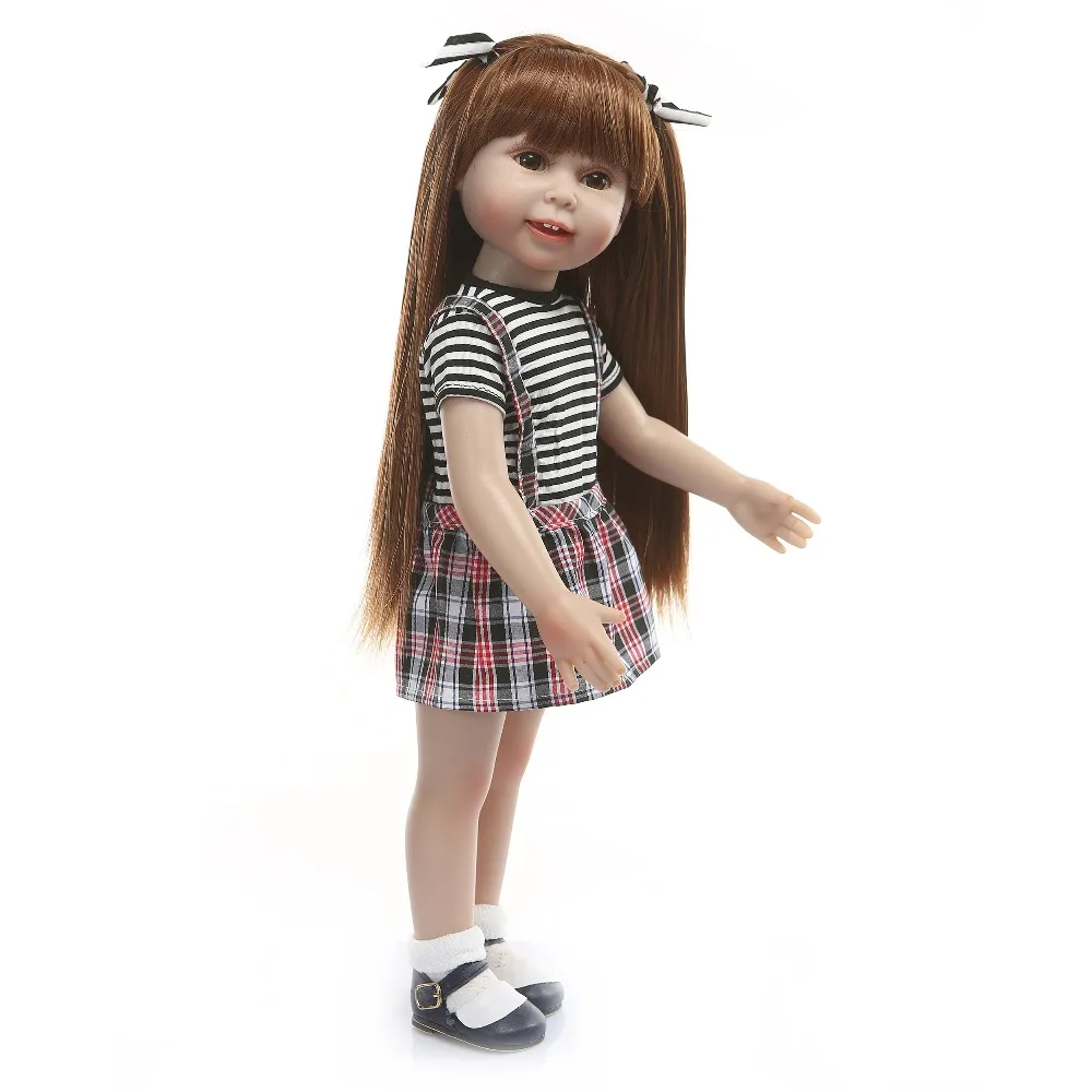 18 дюймов девочка кукла Американский Мягкий силиконовый винил длинные волосы принцесса игрушка высокое качество наша кукла поколение reborn Малыш