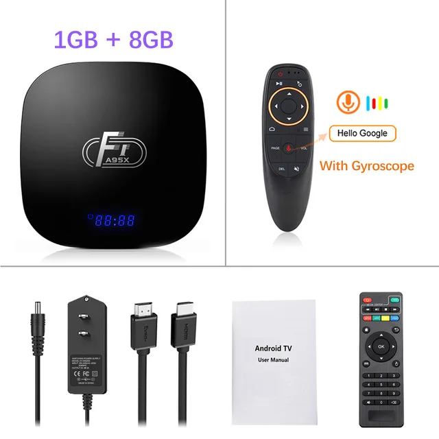 Android 8,1 Смарт ТВ приставка A95X F1 Amlogic S905W четырехъядерный пульт дистанционного управления 2G16G Android ТВ приставка 4K 2,4 ГГц WiFi медиаплеер - Цвет: 1GB8GB G10