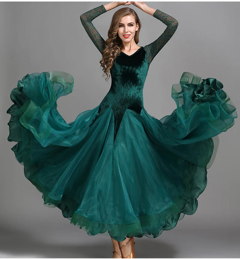 Standard Ballroom Dance Dresses Adult 2018 New Desigh Long Sleeve Waltz