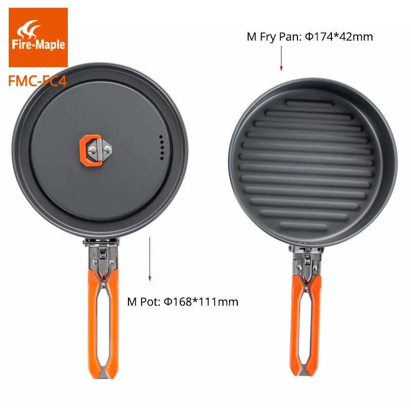 Tanie Ogień Maple naczynia turystyczne odkryty zestaw Pinic FMC FC4 twardy zestaw do gotowania ze stopu Aluminium 1 Frypan 1 zestaw garnków przenośne garnki kempingowe