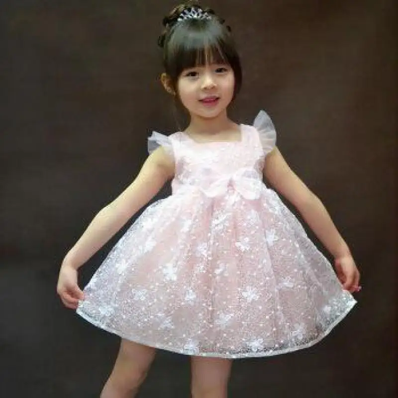 

Kids Girls Summer Dress Pink Sweet Sleeveless Square Collar Above Knee Lace Kid Girl Children Costume Clothing Dresses 4ds304