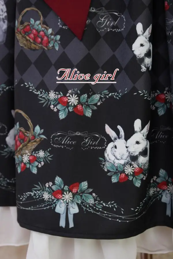 Платье в стиле Лолиты с принтом клубники и кролика; JSK; платье Alice Girl