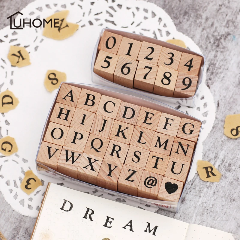 

Vintage Wooden Alphabet Number Stamps Set Diary Decoration Ablum Wedding Alphabet Stamp Digital Number Symbol Seal Chapter