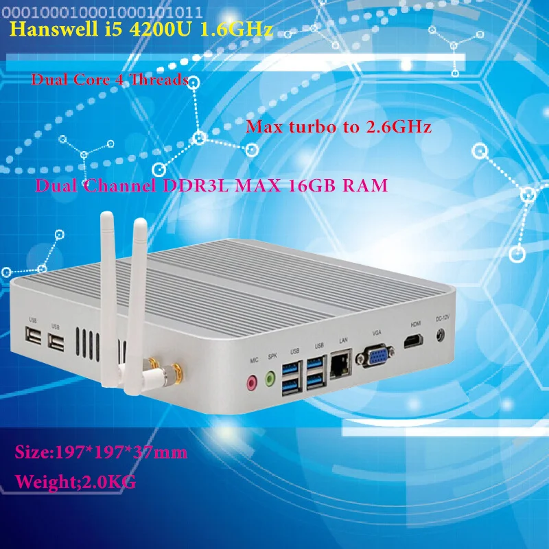 HRF intel Hanswell I5 4200U Intel HD Graphics 4400 Fanless I5 Barebone Mini Pc Windows 7