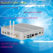 ФГП Intel hanswell I5 4200U Intel HD Graphics 4400 без вентилятора I5 Barebone Mini PC Windows 7 Win8 Win10 4 К VGA, HDMI мини неттоп HTPC