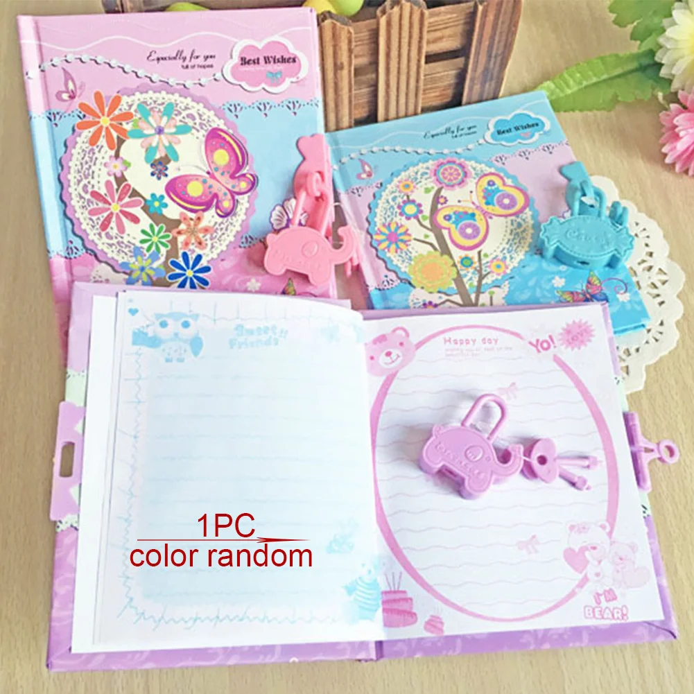 Подарочная детская записная книжка с рисунком бабочки, дневник, мини-блокнот для студентов, может блокировать пароль, блокнот, случайный цвет
