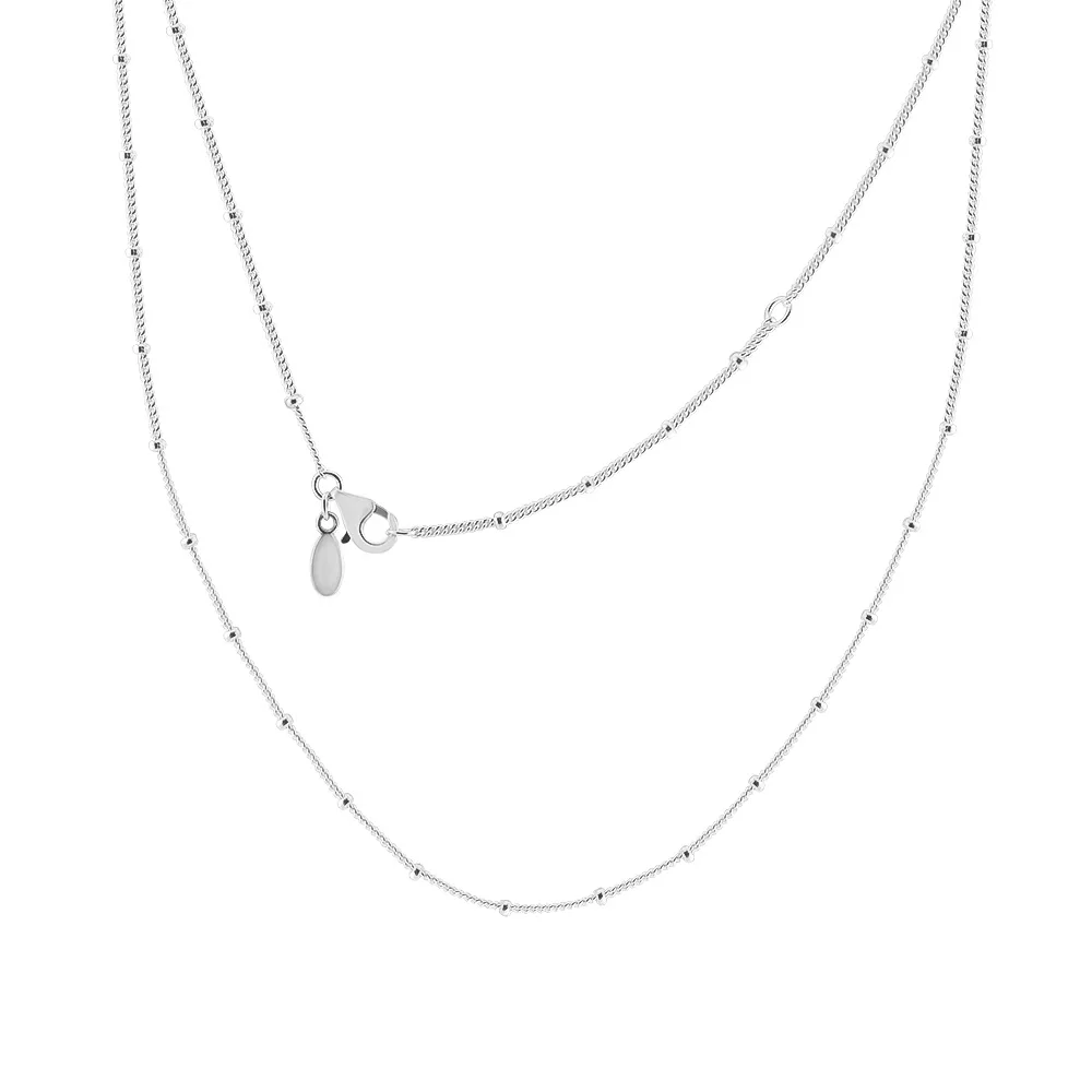 Ожерелье из бусин на цепочке 70 см стерлингового серебра 925 соединительное звено Подвеска Ожерелье s для женщин Женское Ожерелье оригинальные ювелирные изделия