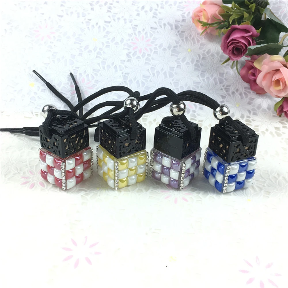 

Car Perfume Pendant Diamond Fragrance Air Freshener Auto Rearview Mirror Trim Decoration Accessory Adornment Empty Bottle Gift