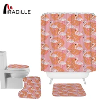 Miracille Curtains in the Bathroom Tropical Flamingo Decorative Shower Curtain Lid Toilet Cover Bath Mat Sets Bath Curtains Miracille Curtains in the Bathroom Tropical Flamingo Decorative Shower Curtain Lid Toilet Cover Bath Mat Sets Bath Curtains