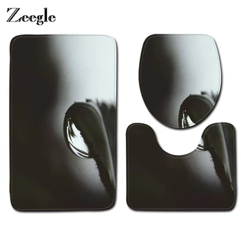 

Zeegle Water Drop Pattern Bathroom Toilet Cover Rug Bath Foot Pad Anti-slip Bottom Absorbent Soft Memory Foam Mat