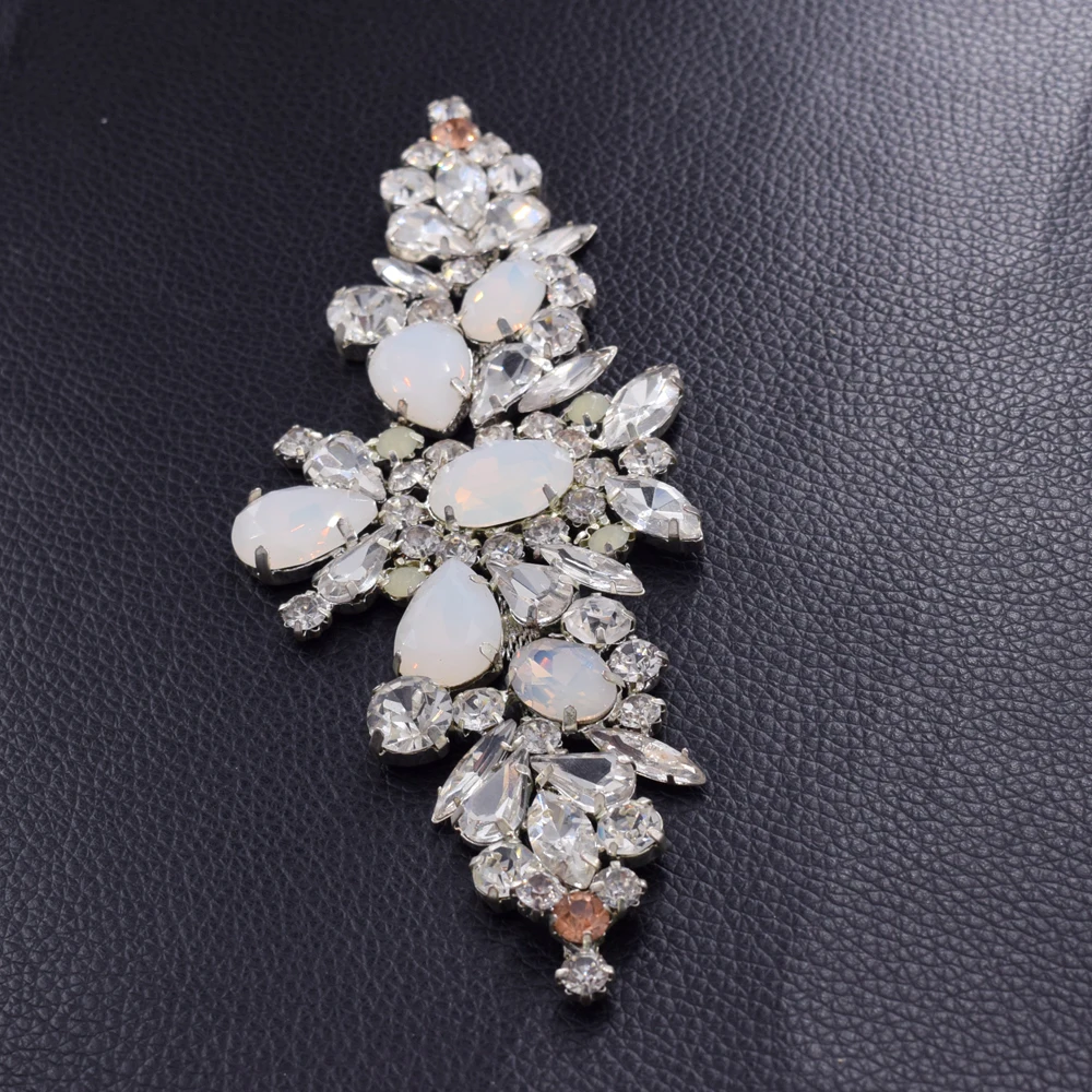 White opal rhinestone belt patches (6)