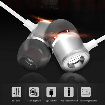

AHHROOU Stereo Head phones For Usb Leeco Type-C Earphone with Microphone Earphones for Letv LeEco Le 2 Pro Max 2 Phone Earbuds