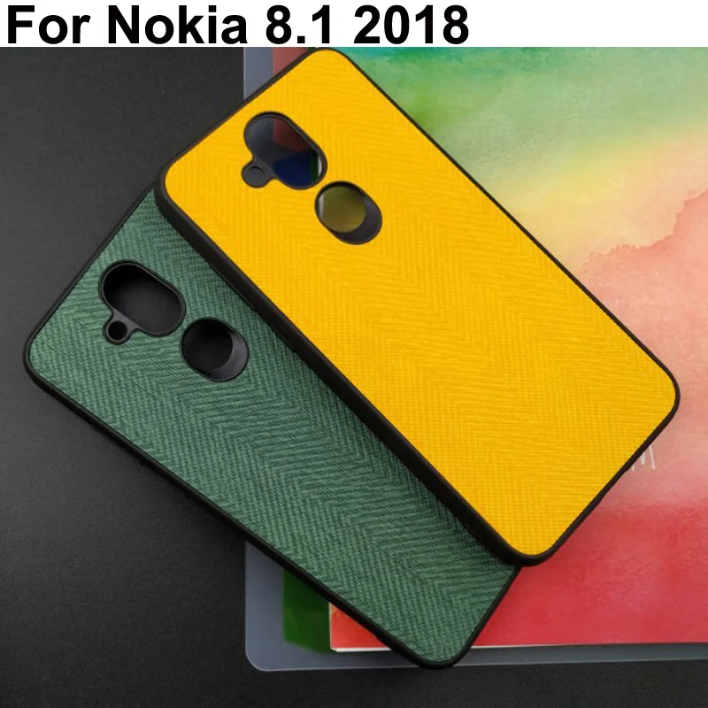 6,1" Чехол зеленого цвета для Nokia 8,1 coque, тканевый кожаный чехол для Nokia 8,1, чехол для телефона s TA-1131, тканевый чехол