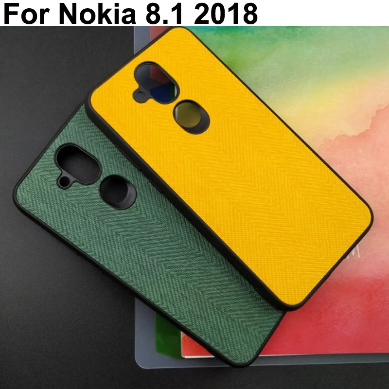 

6.18" Green color case For Nokia 8.1 2018 coque Cloth leather Cover For Nokia 8.1 2018 phone cases TA-1131 Fabric shell coque