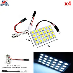 Keyecu 4 шт. 12 В Белый 5050 24smd светодиодный Панель купола свет лампы Авто Чтение Интерьер Лампа с T10 гирлянда Адаптеры для сим-карт