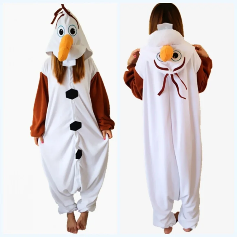 Movie Olaf the Snowman Adults Cute onesie Pajamas Women Cosplay halloween Costume for women men Hooded Winter Pijamas