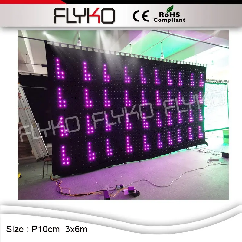 

Guangzhou P10cm led stage video curtain wall display led video curtain from led factory