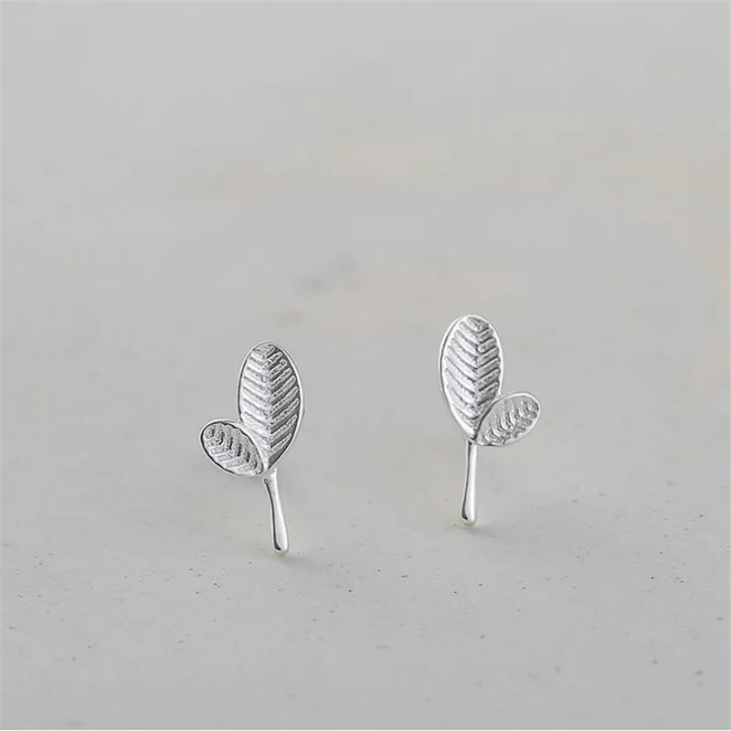 Новые Простые Модные 925 пробы серебряные ювелирные изделия Изысканные листья дерева женский подарок Популярные серьги-гвоздики SE212