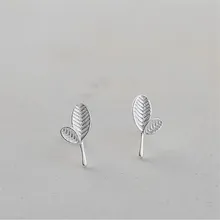 Новые Простые Модные 925 пробы серебряные ювелирные изделия Изысканные листья дерева женский подарок Популярные серьги-гвоздики SE212