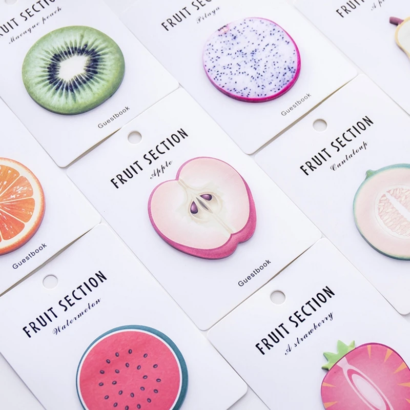 

"Fruit Section" Pack of 8 Cute Sticky Notes Stickers Kawaii Adhesive Pads Freenote Pocket Memo