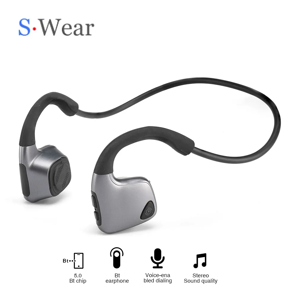 

S.Wear R9 Bluetooth 5.0 Bone Conduction Headphones Wireless Sports Earphones with Microphone Handsfree Headsets for Driving