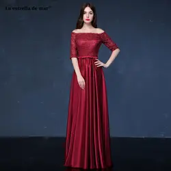 Vestido madrinha2019 новый кружевной вырез лодочкой Половина рукава A Lina бордовый фиолетовый королевский синий Серебряный белые платья для подружек