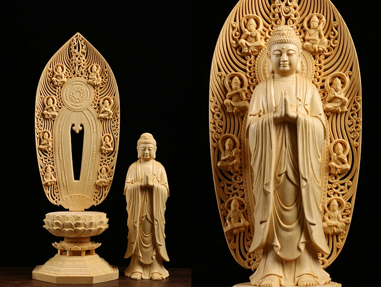 Деревянный Будда богиня Hinoki Bouddha фигурки Гуаньинь дух Статуэтка домашний декор на день рождение, буде estatua s для дома