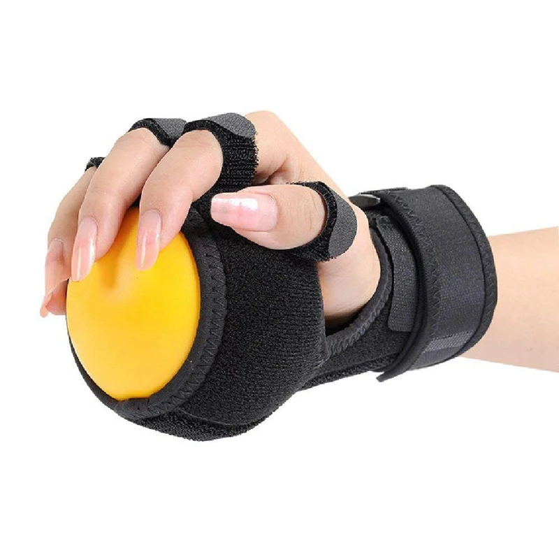 Anti-Spasticity Ball Splint Hand Functional Impairment Finger Orthosis Hand Ball Rehabilitation Exercise - Color: Black