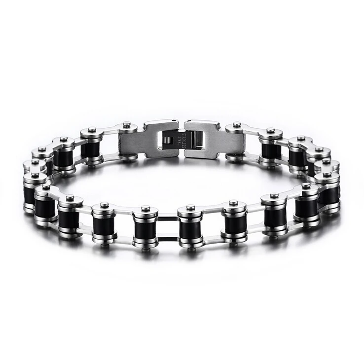 

Punk Biker Bracelet Men Motorcycle Link Chain Bike Bicycle Silicone Bracelet Bangles Classic Stainless Steel Men's Jewelry