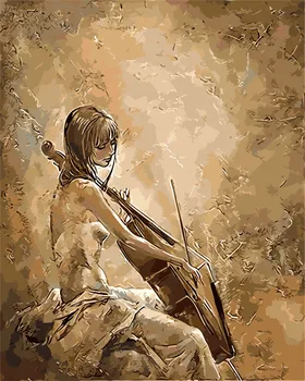 

Home Decor no frame Painting violoncello girl picture By Numbers Handwork Draw On Canvas decoration gift for friends Wall Art