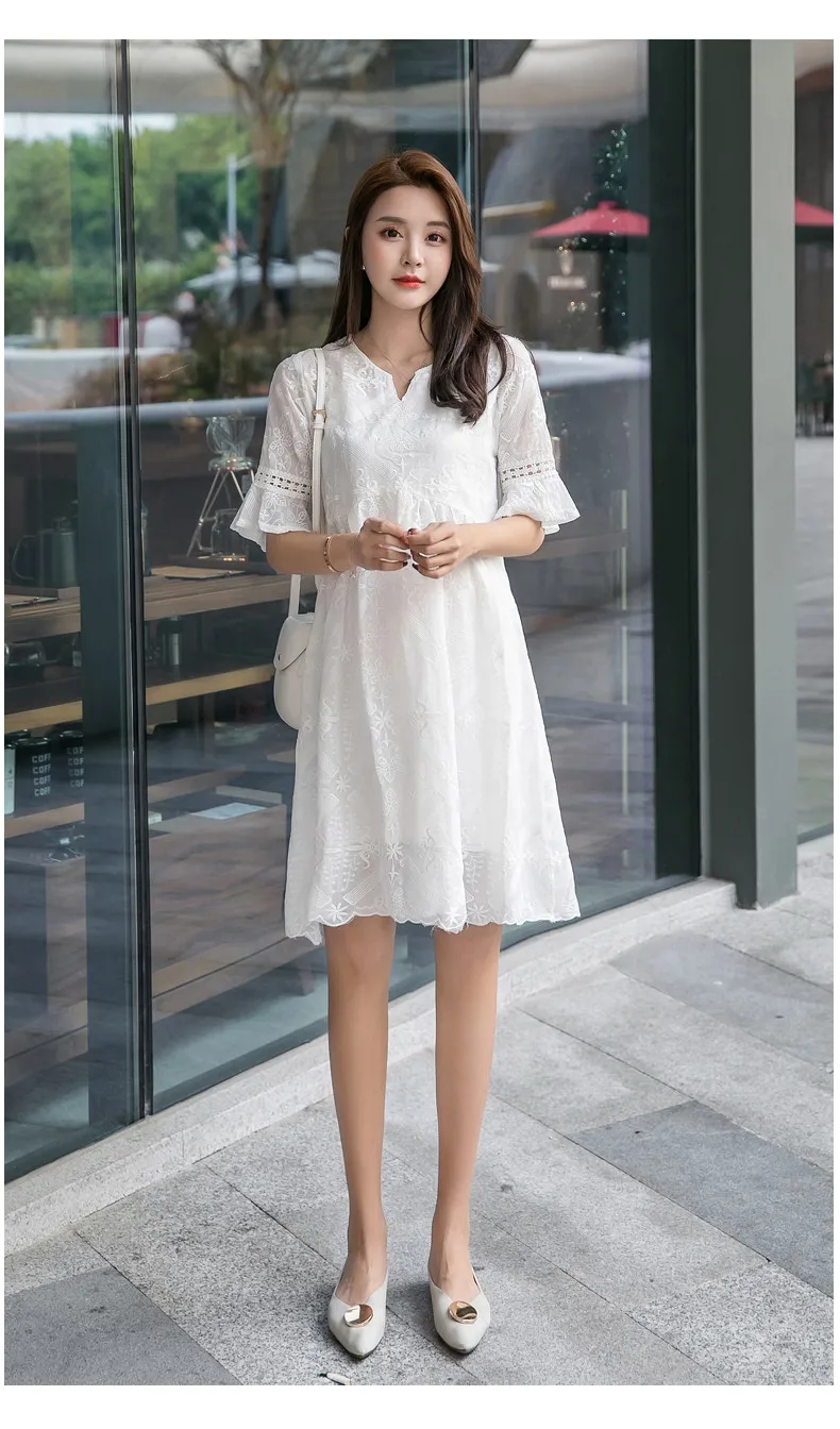 Sundress for pregnant women high waist Slim  lace skirt maternity dress two-piece Summer maternity clothes (12)