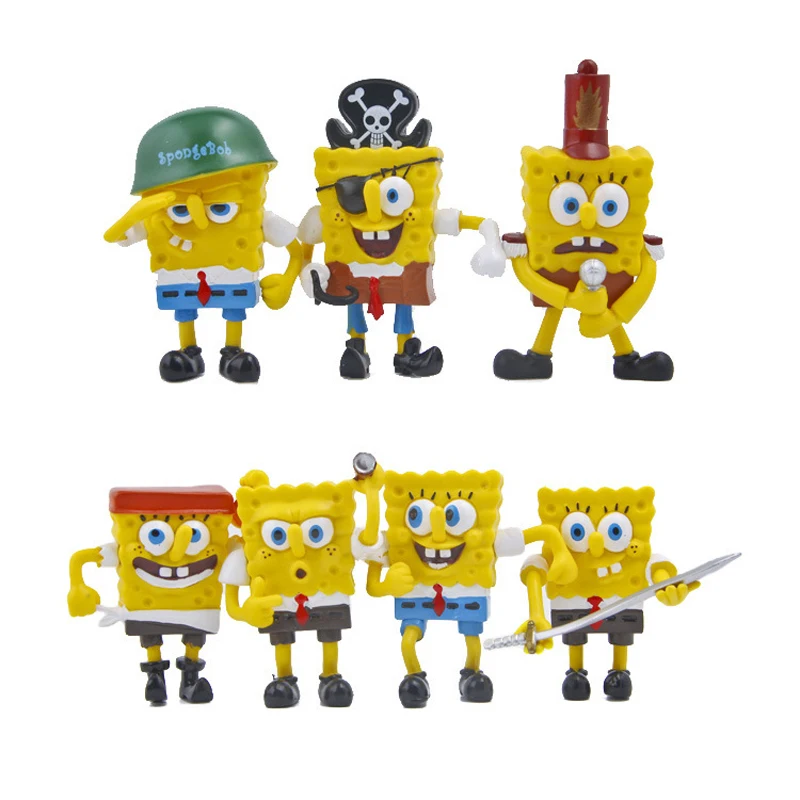 7pcs/lot Spongebob Figure Toys Doll Sponge Bob Cosplay PVC Action Figures Toy Anime Classic Kids for Boys Girls Gift|toys anime|figure toyaction
