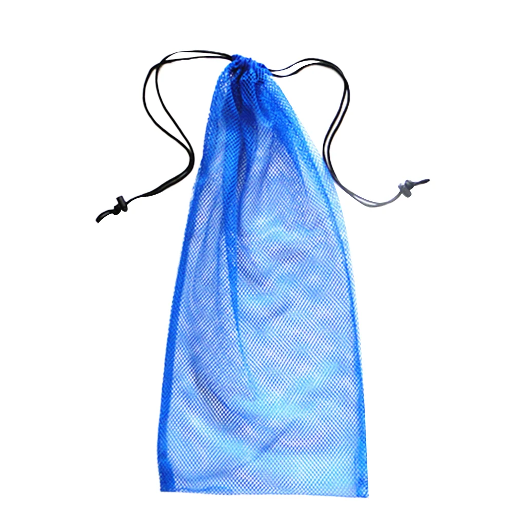 Blue Drawstring Scuba Diving Surfing Snorkeling Mesh Bag Gear Equipment Storage Carry Sack 50 x 23.5 cm