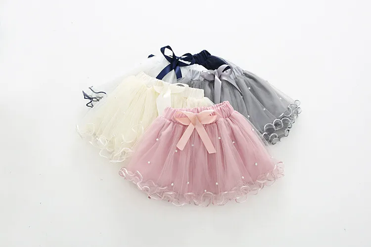 Fanfiluca New Baby Girls Tutu Skirts Layer Fluffy Children Solid Color Ballerina Party Dance Tulle Skirt Girl Nail Bead  Skirt 003