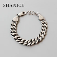 SHANICE 925 пробы Серебряный панк-рок для мужчин и женщин браслеты и браслеты Хип-хоп никогда не выцветает браслет-цепочка серебряное ювелирное изделие для влюбленных