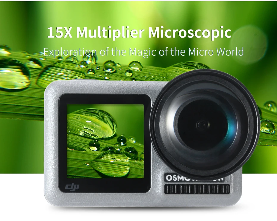 Marco Lens Close-Up para dji OSMO Action Camera Fotografía Videomaking Accesorios ULANZI OA-5 Aleación de Aluminio 15X Super Marco Lens Compatible para OSMO Action