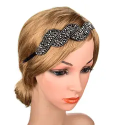 Модные Diamond Hairbands Женский, черный горный хрусталь аксессуары для волос ручной работы бутик дамы элегантный дикий Simle банданы для мужчин