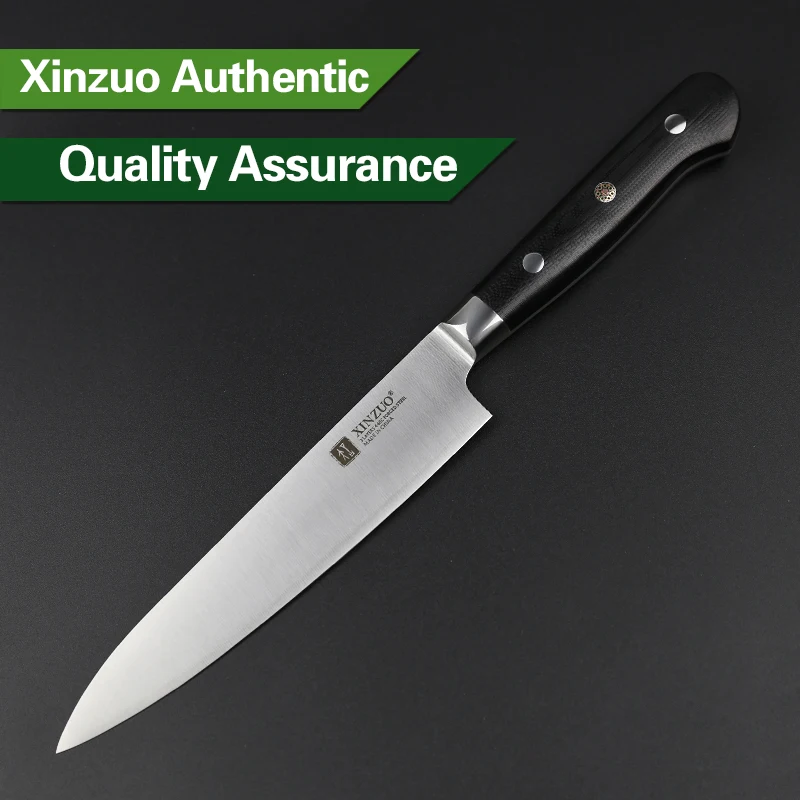 2018XINZUO 6'' Utility Knife Three Layer 440C Clad Steel Kitchen Stainless Steel Knives G10 Handle Cook Tool Fruit/Peeling Knife 2018XINZUO 6'' Utility Knife Three Layer 440C Clad Steel Kitchen Stainless Steel Knives G10 Handle Cook Tool Fruit/Peeling Knife