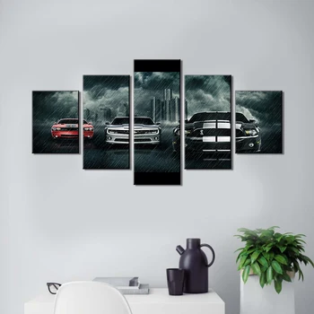 

Wall Canvas Art Print Painting Poster Wall Picture for Home Decoration Painting Kids Room 5 Piece The Car in The Rain