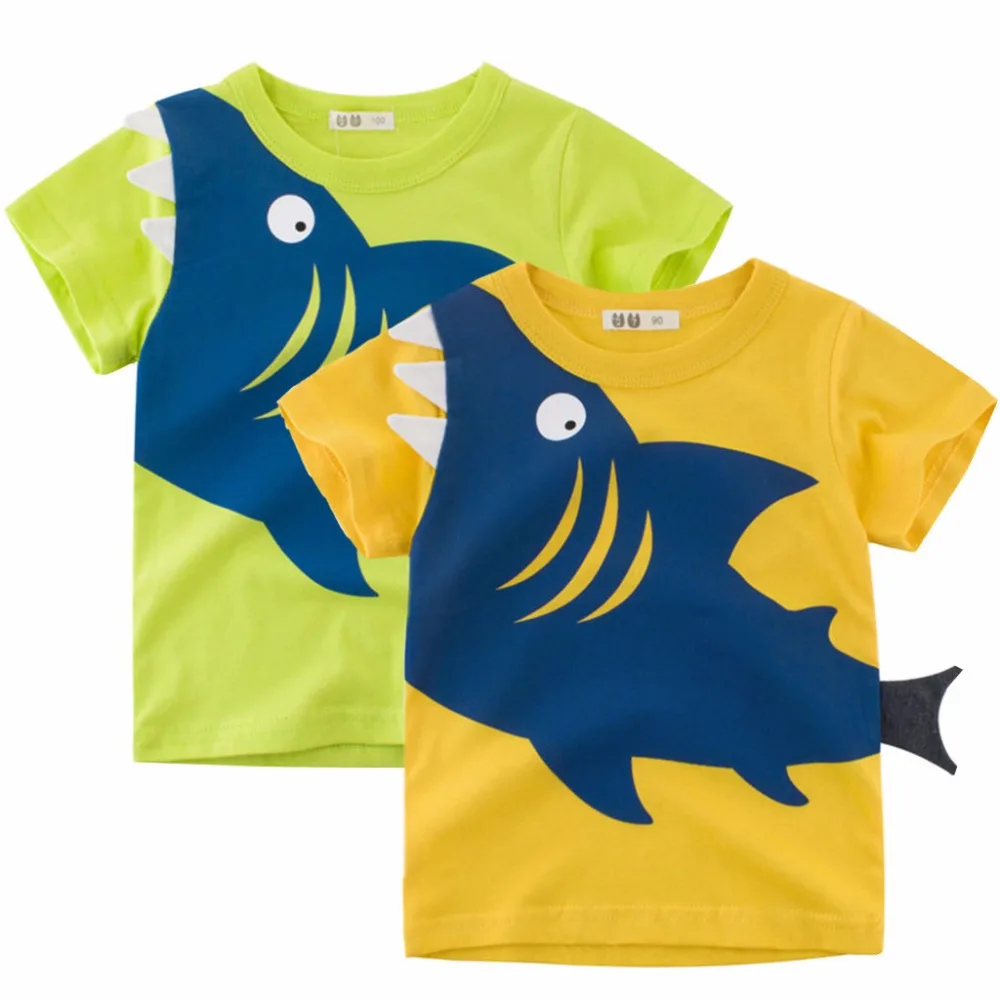 

2019 new hot fashion children's clothing baby girl boy cartoon big shark print T-shirt clothes popular simple