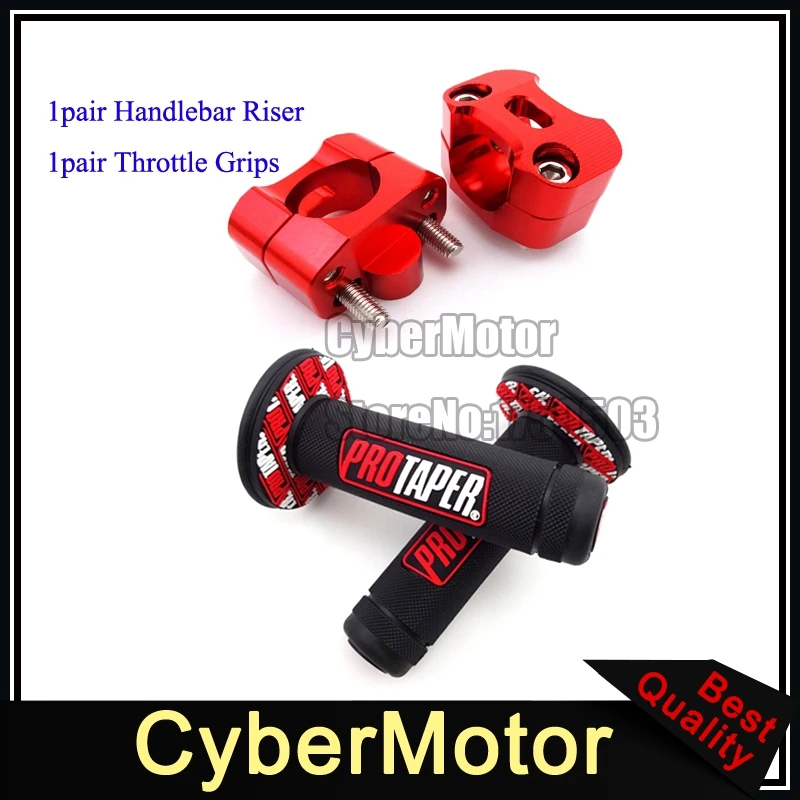 

28mm 1 1/8'' Red Handlebar Risers Taper Aadpter Clamp Throttle Handle Grips For Pit Protaper Motocross ATV Dirt Bike Motorcycle