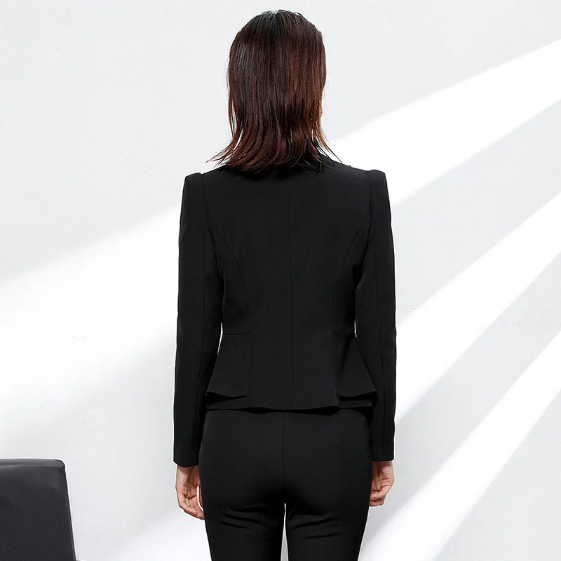 High quality two piece suit small suit lotus side the professional women 's suit set ladies momentum white collar simple tooling High quality two piece suit small suit lotus side the professional women 's suit set ladies momentum white collar simple tooling