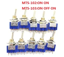 10Pcs DIY Toggle Switch ON-OFF-ON / ON-OFF 3Pin 3 Position Latching MTS-103 MTS-102 AC 125V/6A 250V/3A Power Button Switch Car 10pcs lot mts 102 3 pin spdt on on 6a 125vac miniature toggle switch