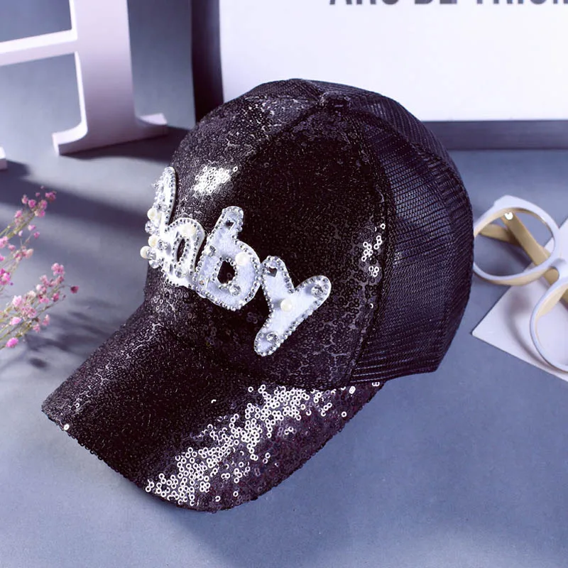 Детские дышащие кости diamond Snapback Кепки хип-хоп письмо детские Бейсбол шапка для мальчиков и девочек Bone Кепки спорта на открытом воздухе для детей's Кепки - Цвет: Black