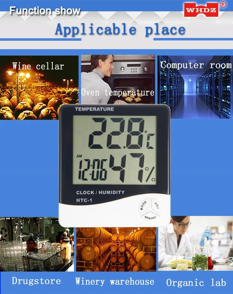 HTC-1 электронный измеритель температуры и влажности комнатный ЖК-цифровой термометр гигрометр Метеостанция Будильник